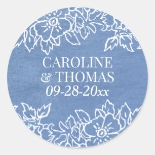 Adesivo Casamento Floral Branco Cornflower Blue