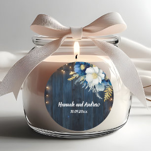 Adesivo Casamento Floral Branco Da Madeira Azul Rústica