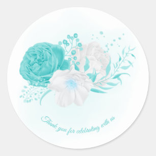 Adesivo casamento floral branco de turquesa