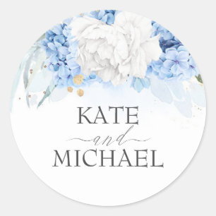 Adesivo Casamento Floral Branco e Azul