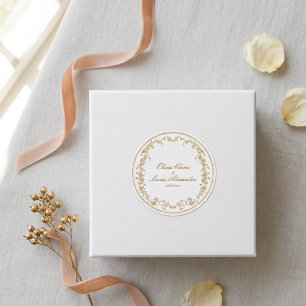 Adesivo Casamento Floral Branco e Dourado Chic Real