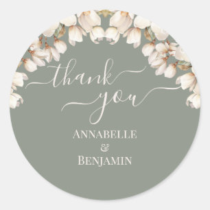 Adesivo Casamento Floral Branco e Verde Sage