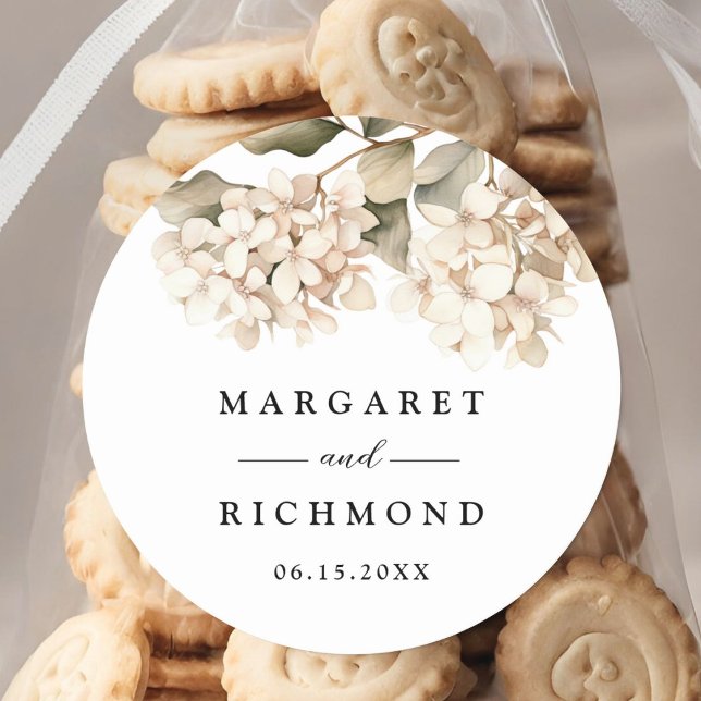 Adesivo Casamento Floral Branco Elegante Hydrangea (Criador carregado)