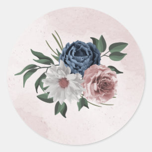Adesivo casamento floral branco rosa azul-rosa