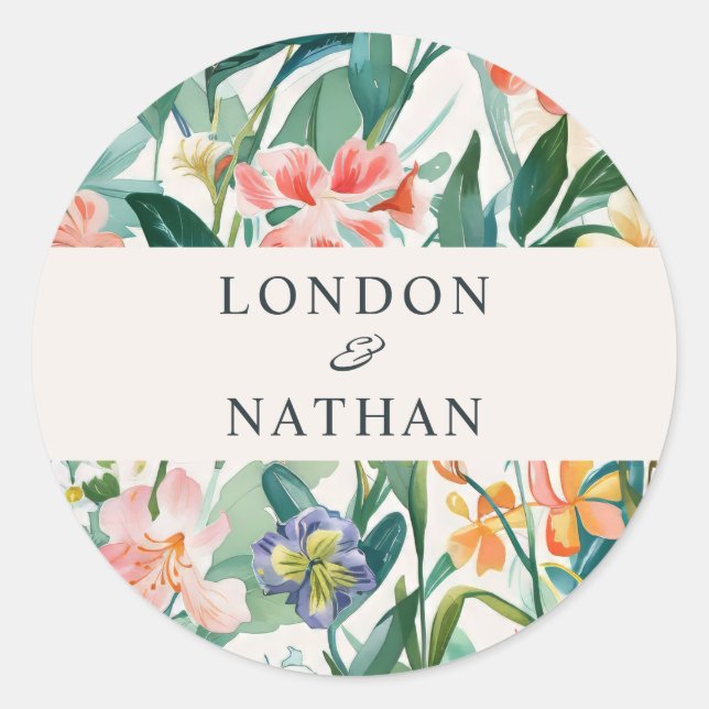 Adesivo Casamento Floral Colorido (Frente)