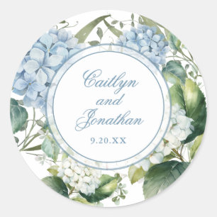 Adesivo Casamento Floral com Aquarela Azul Desbotado