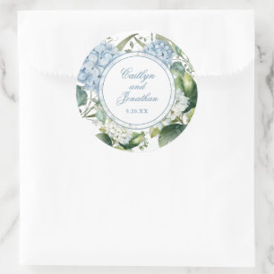 Adesivo Casamento Floral com Aquarela Azul Empoeirado
