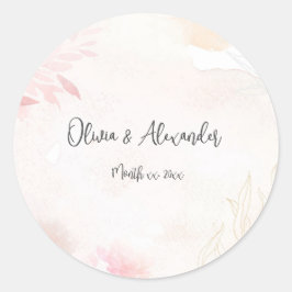 Adesivo Casamento Floral com Aquarela Suave
