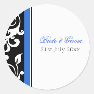 Adesivo Casamento Floral com Redemoinho Azul Real Preto e