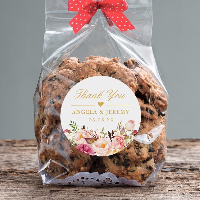 Adesivo Casamento Floral Cor-de-Rosa-Blush Chic Elegante O (Criador carregado)