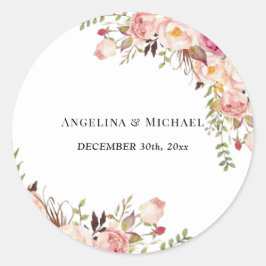 Adesivo Casamento Floral Cor-de-Rosa Simples