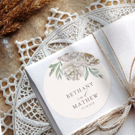 Adesivo Casamento Floral Creme Boho e Branco
