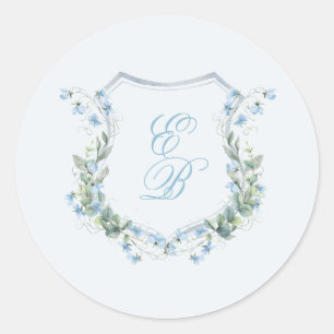 Adesivo Casamento Floral Crest Azul Poeirento Elegante