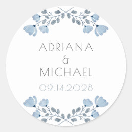 Adesivo Casamento Floral da Cinza Azul Moderno Dusty