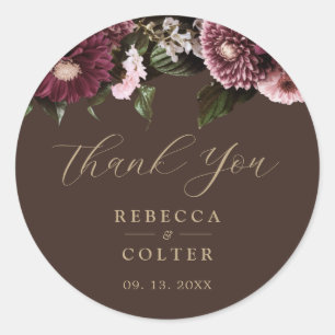 Adesivo Casamento Floral da Elegante Brown Burgundy