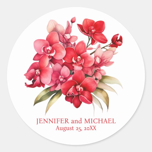 Adesivo Casamento Floral das Orquídeas Vermelhas (Frente)
