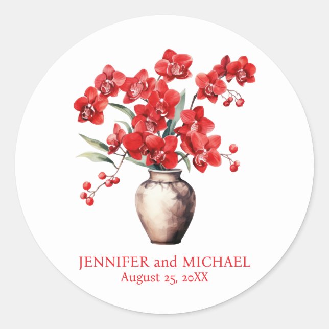 Adesivo Casamento Floral das Orquídeas Vermelhas (Frente)