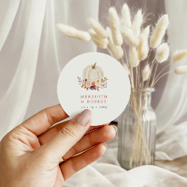 Adesivo Casamento Floral de Abóbora Branca Roxo e Terracot