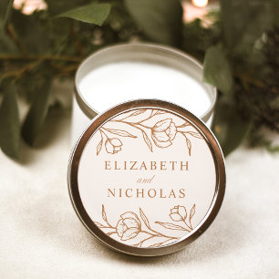 Adesivo Casamento Floral de Amêndoa e Cobre Esboçado