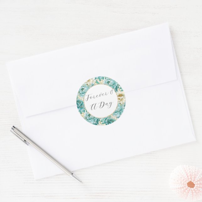 Adesivo Casamento Floral de Aqua Mint White (Envelope)