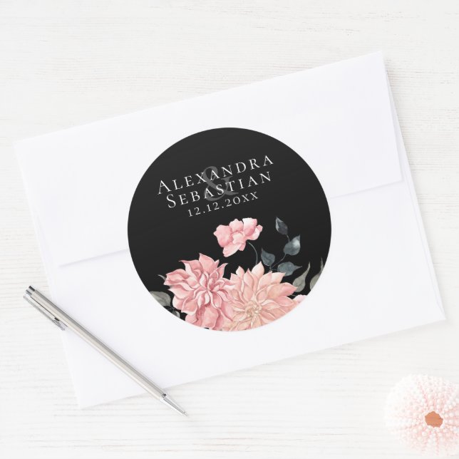 Adesivo Casamento Floral De Aquarela Elegante Salvar A Dat (Envelope)