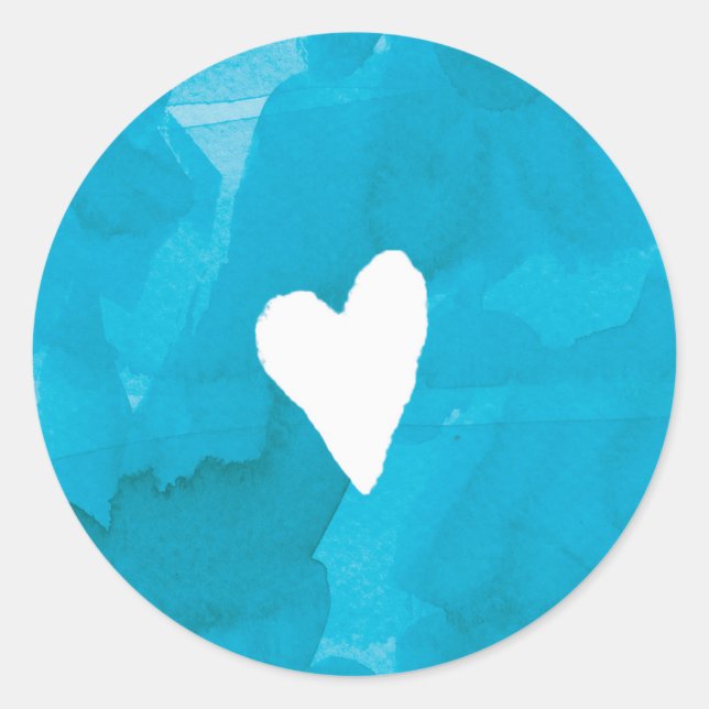 Adesivo Casamento Floral de Aquarelas de Arte Folk Azul (Frente)