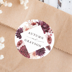 Adesivo Casamento Floral de Autumn Romance Watercolor
