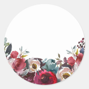 Adesivo Casamento floral de Borgonha da aguarela VAZIA