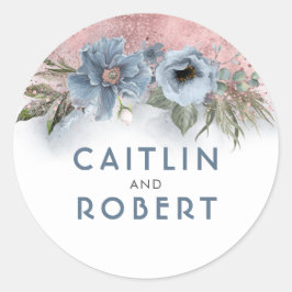 Adesivo Casamento Floral de Dusty Blue e Rosa Dourado