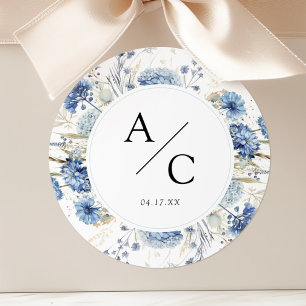 Adesivo Casamento Floral de Flores Aquáticas Azuis Elegant
