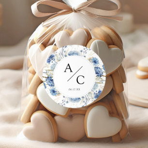 Adesivo Casamento Floral de Flores Aquáticas Azuis Elegant