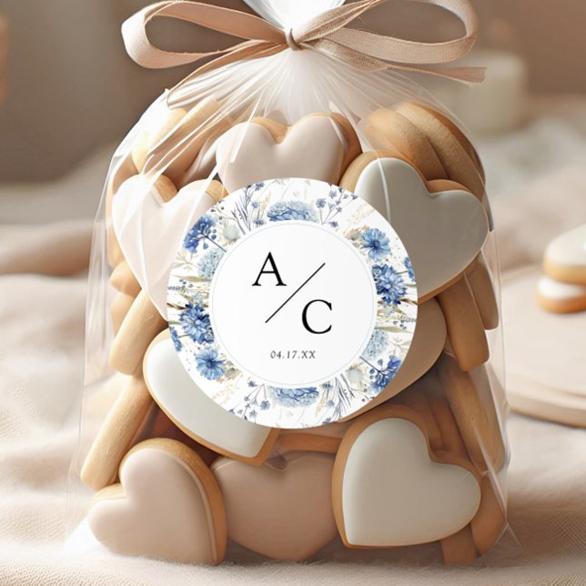 Adesivo Casamento Floral de Flores Aquáticas Azuis Elegant (Criador carregado)