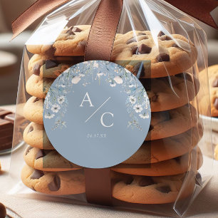 Adesivo Casamento Floral de Flores Azuis Elegante