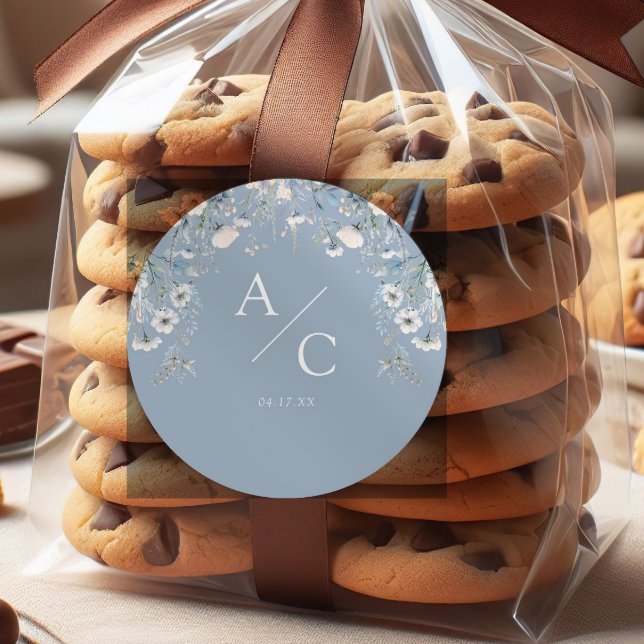 Adesivo Casamento Floral de Flores Azuis Elegante (Criador carregado)