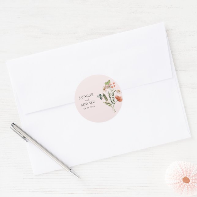 Adesivo Casamento Floral de Flores Silvestres Simples Mode (Envelope)