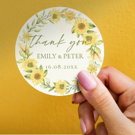 Adesivo Casamento Floral De Girassol Amarelo Bonito Obriga