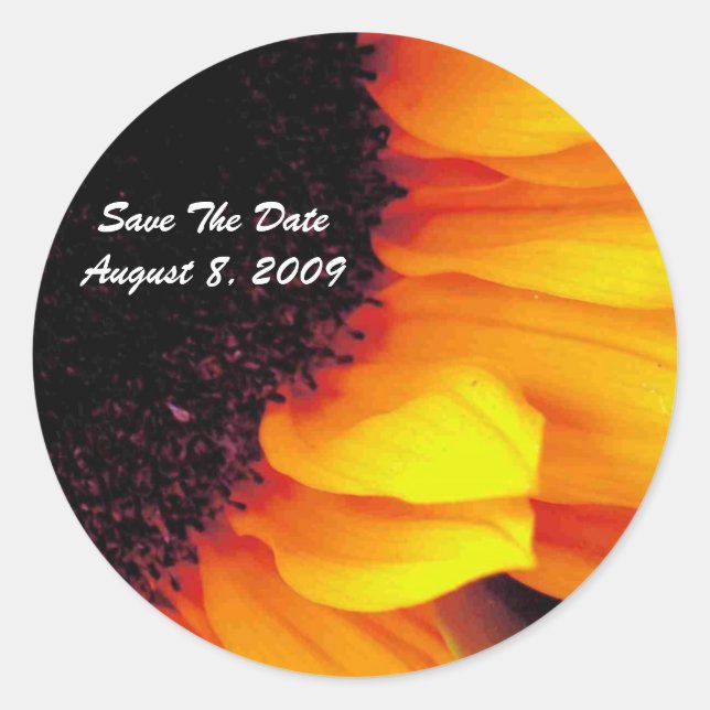 Adesivo Casamento Floral de Girassol ouro Salvar a Data (Frente)