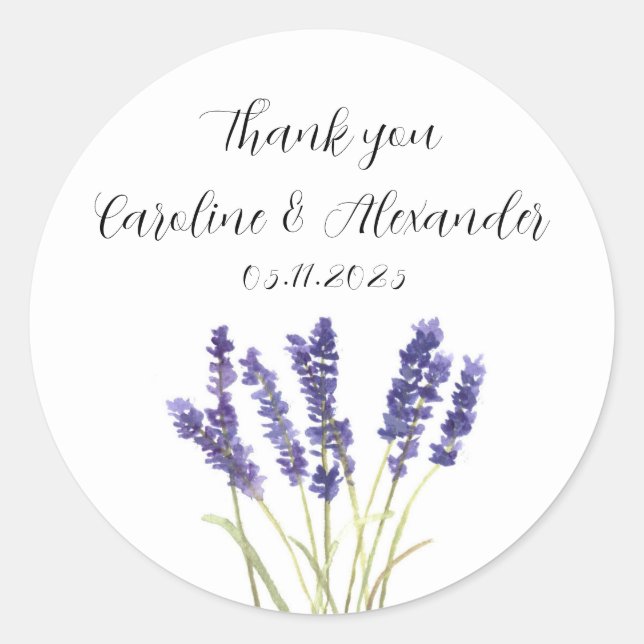 Adesivo Casamento Floral de Herbos de Lavanda de Aquarela  (Frente)