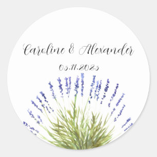 Adesivo Casamento Floral de Herbos de Lavanda de Aquarela 