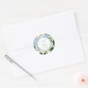 Adesivo Casamento Floral de Hortênsia Azul Empoeirado 