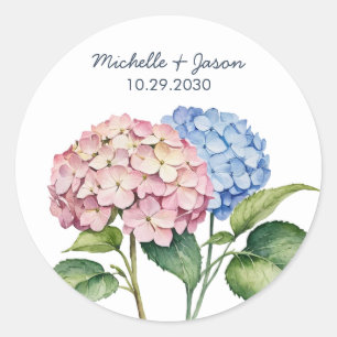 Adesivo Casamento Floral de Hortênsia em Aquarela Elegante