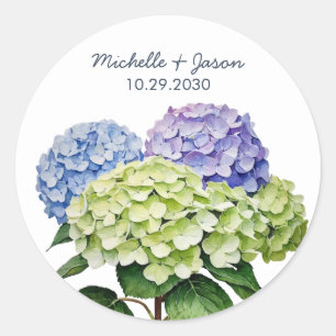 Adesivo Casamento Floral de Hortênsia em Aquarela Elegante