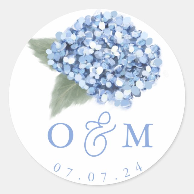 Adesivo Casamento Floral de Hydrangea Azul Elegante (Frente)