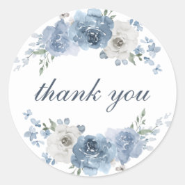 Adesivo Casamento Floral De Iva Azul Chic - Obrigado