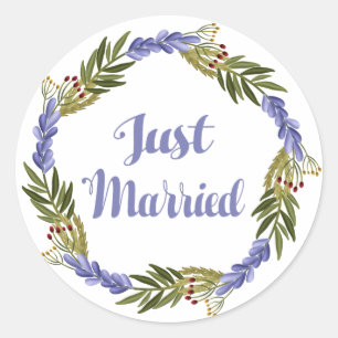 Adesivo Casamento Floral de Lavanda Recem casados Roxo