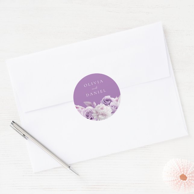 Adesivo Casamento Floral de Lavanda Roxa (Envelope)