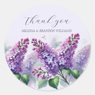Adesivo Casamento Floral de Lilac Purple Obrigado