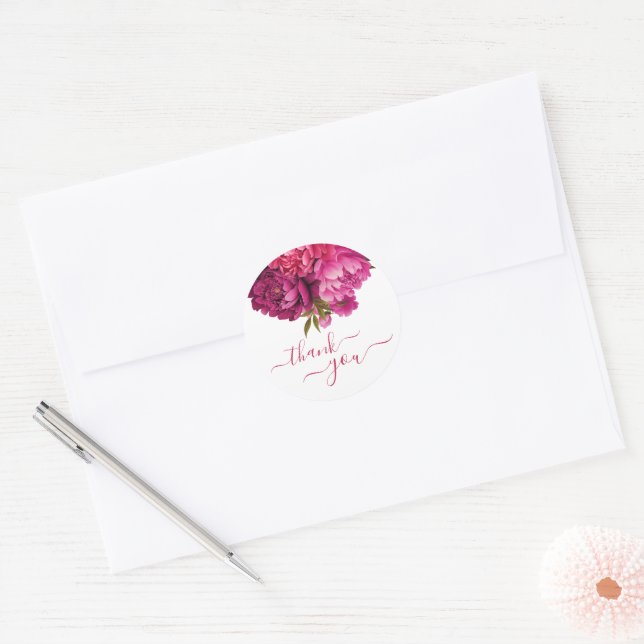 Adesivo Casamento Floral de Magenta Peony (Envelope)