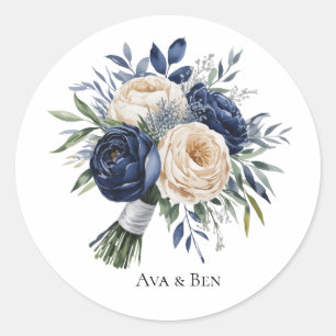 Adesivo Casamento Floral de marinho Azul e Marfim