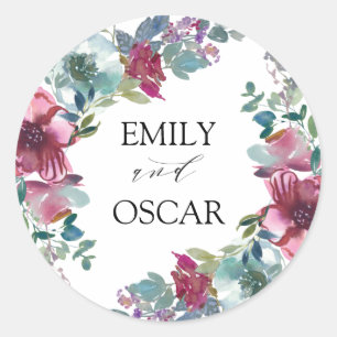 Adesivo Casamento Floral de Mint & Mauve Watercolor